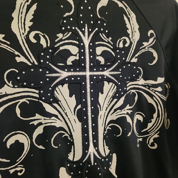 Franky Max Unique Rare Cross Embroidered Rhinestone Full Zip Jacket Size M - Picture 4 of 6